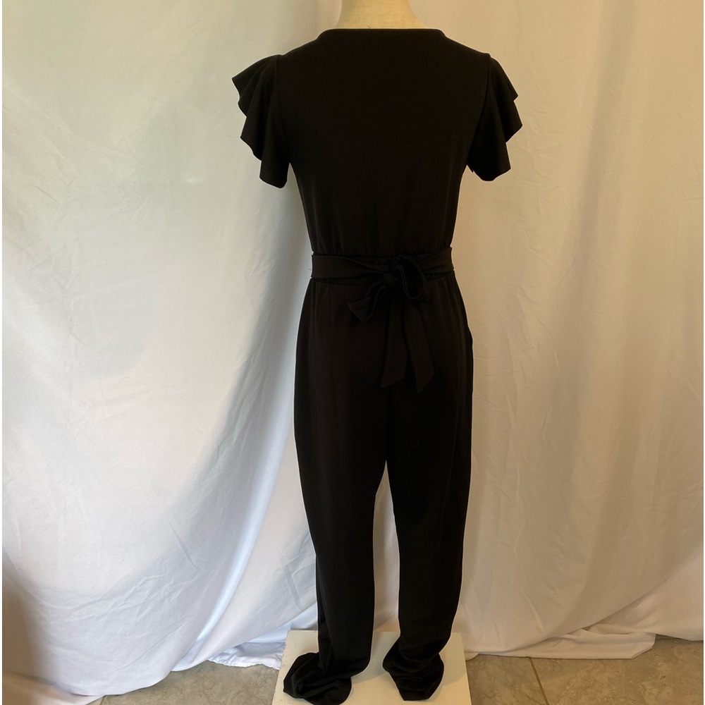 Venus Flutter Sleeve Black Jumpsuit - Picture 3 of 9